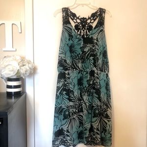 Teal and Black Floral Plus size dress from Forever 21